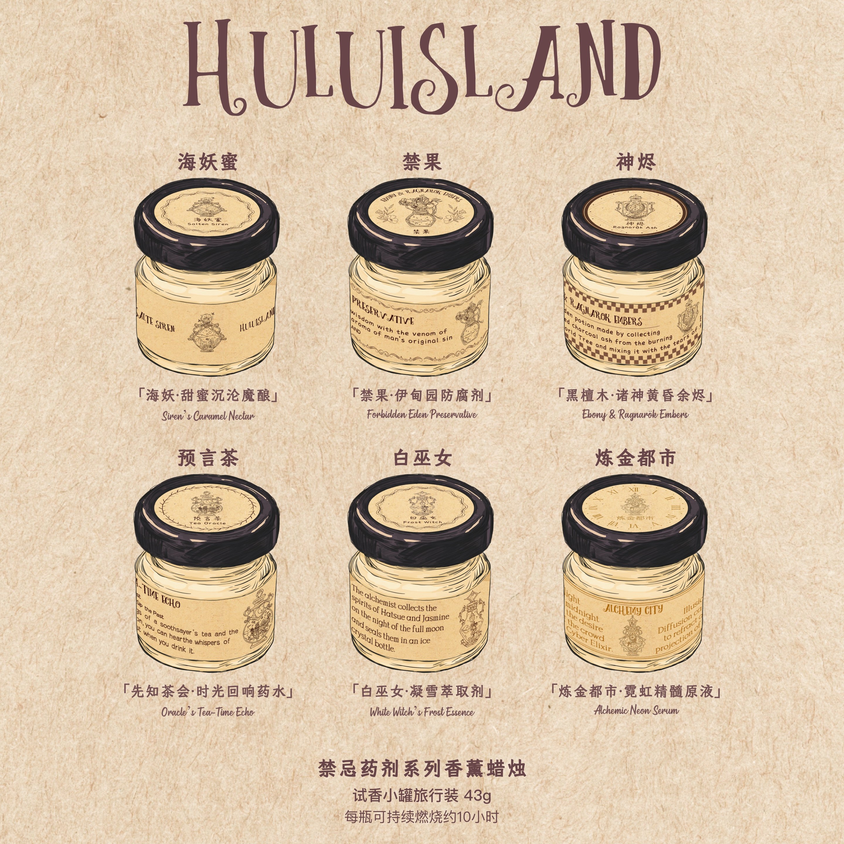 呼噜岛香薰蜡烛无烟大豆蜡原创便携手工蜡烛小罐试香礼盒生日礼物