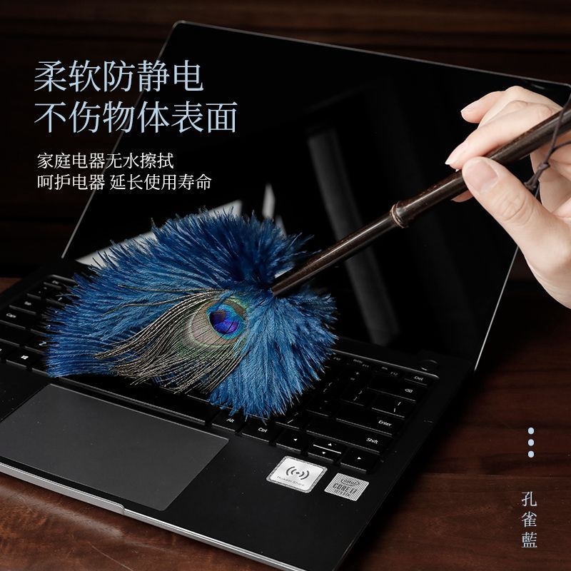 孔雀翎除尘掸蓝鸵鸟毛静电吸附除尘掸子佛像拂尘钢琴珠宝扫灰神器