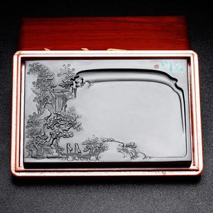 国家非遗 安徽可研墨砚台高档歙砚名师带盖老坑非不干墨天然原石