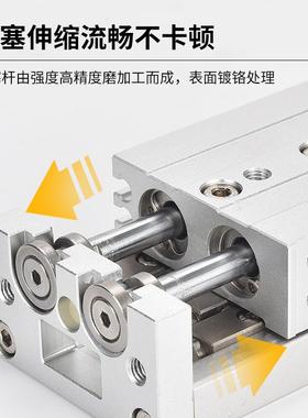十字滚柱直线导轨滑台气缸HLS6-8*12-16-20-25X10X20X30X40X50MXS