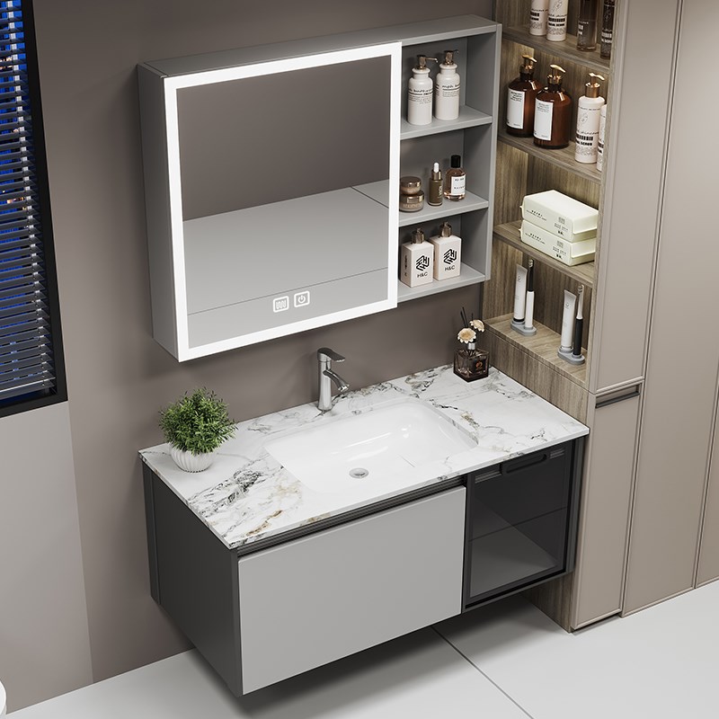 卫生间不锈钢防水浴室柜一体陶瓷洗手台洗漱台小户型洗手盆柜