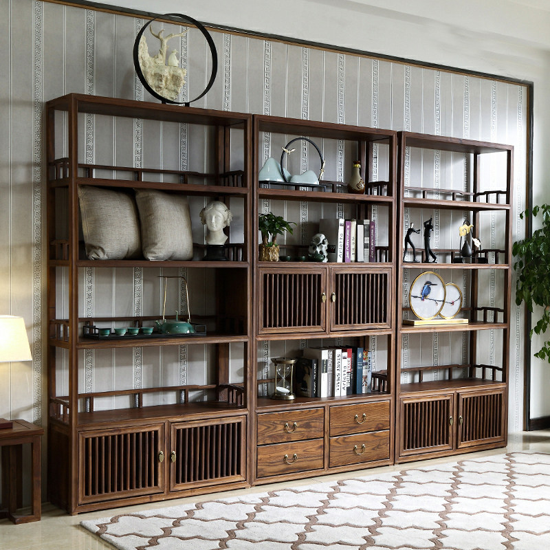 博古架实木中式置物古董茶室茶叶茶具架展示柜榆木博物多宝阁