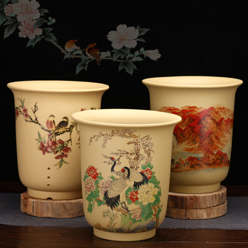 紫砂兰花盆专用圆形精品大号君子兰绿萝蕙春兰绿萝古典陶瓷中国风