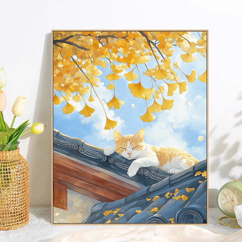 秋季萌猫diy数字油画202新款填充手工涂鸦丙烯画绘画填色油彩画