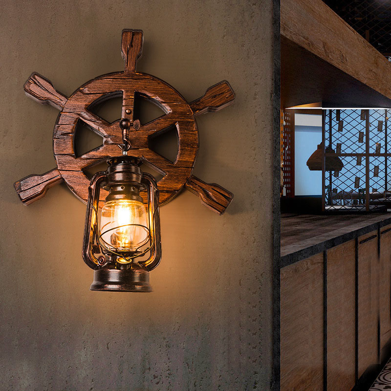 工业风复古壁灯创意个性酒吧餐厅咖啡店民宿床头过道实木装饰墙灯
