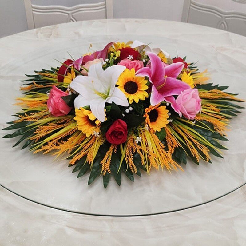 仿真酒店大圆桌假客厅插饭店餐桌中间转盘圆形台摆设装饰,家居饰品,仿真花/假花,淘宝优惠券,粉丝福利购,淘宝优惠卷