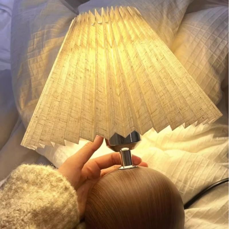 灯姬复古碎花台灯高级感实木布艺灯法式田园风卧室床头灯氛围灯