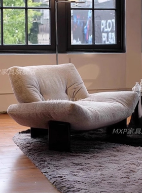 意式轻奢Emmi埃米棉麻布艺休闲单人椅白蜡木洽谈椅客厅卧室沙发椅