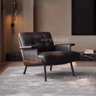 意式极简单人沙发设计师款客厅休闲现代简约洽谈轻奢别墅椅子酒店