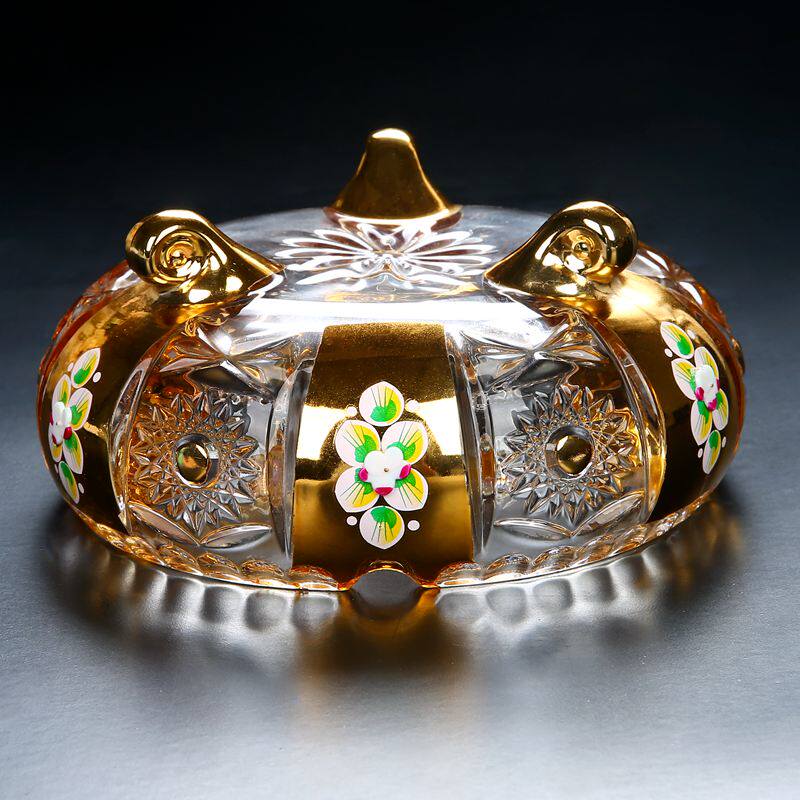 欧式奢华水晶玻璃烟灰缸创意个性潮流客厅烟缸珐琅