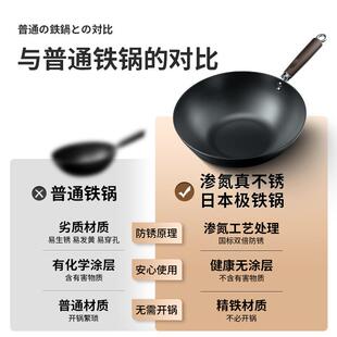 家用通用小铁锅炒锅不粘锅精铁无涂层平底锅一人食电磁炉炒菜小锅