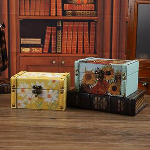 复古收纳盒桌面小盒子化妆品整理盒儿童百宝箱木盒箱子饰品首饰盒