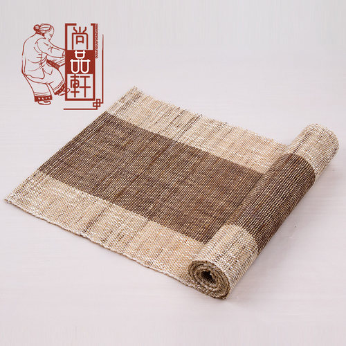 日式素咖色苎麻桌旗 双面茶道茶席茶垫 中式布艺棉麻桌布茶几茶期