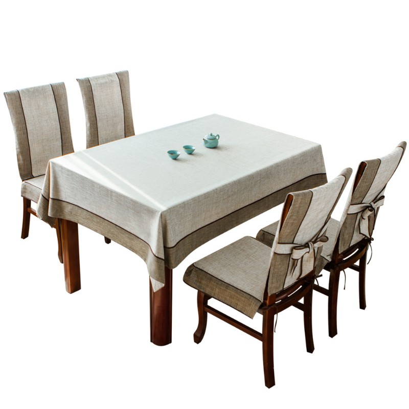 桌布布艺棉麻风新中式简约长方形餐桌布茶几台布茶桌布椅套装定制
