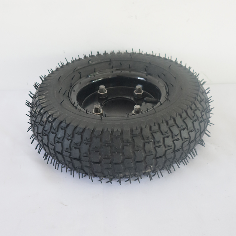 13x5.00-6四孔两件式钢圈充气轮胎 电动工程手推车轮胎总成32cm橡