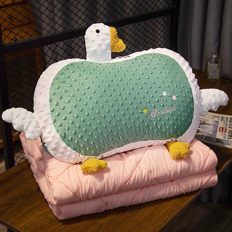 大鹅抱枕被子两用汽车载空调毯靠垫宿舍睡觉女生午睡枕头二合一夏