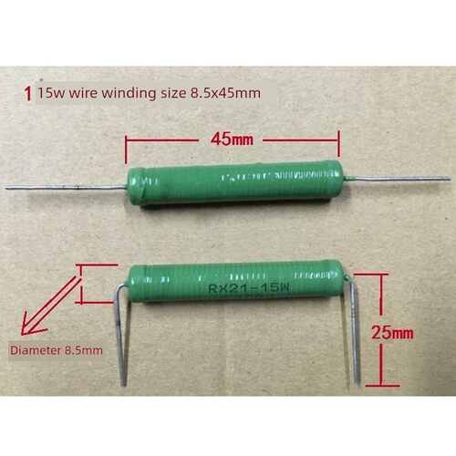 RX21-15W 20W线绕电阻 大功率绿色绕线 4R/40R/400R欧 铜脚精度5%