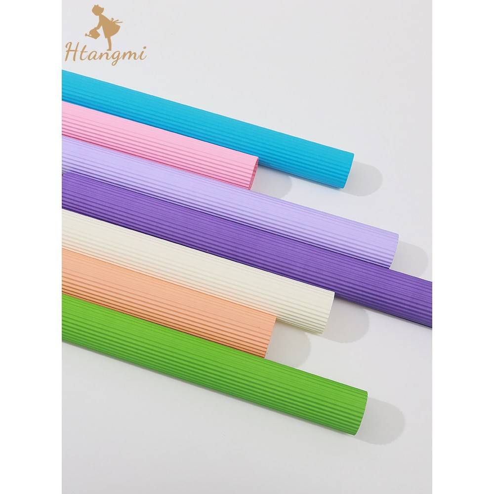 普通瓦楞花包装纸材料DIY纸玫瑰花束加厚彩色手工折纸绉纸