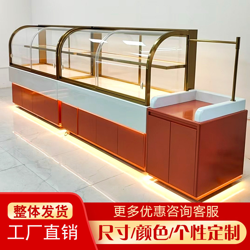 商用展示柜弧形玻璃面包柜糕点柜熟食陈列柜加热冷藏边柜保鲜个性