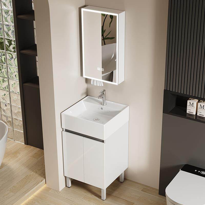 极窄浴室柜蜂窝铝小户型洗漱台陶瓷一体盆洗手盆柜组合落地式新款