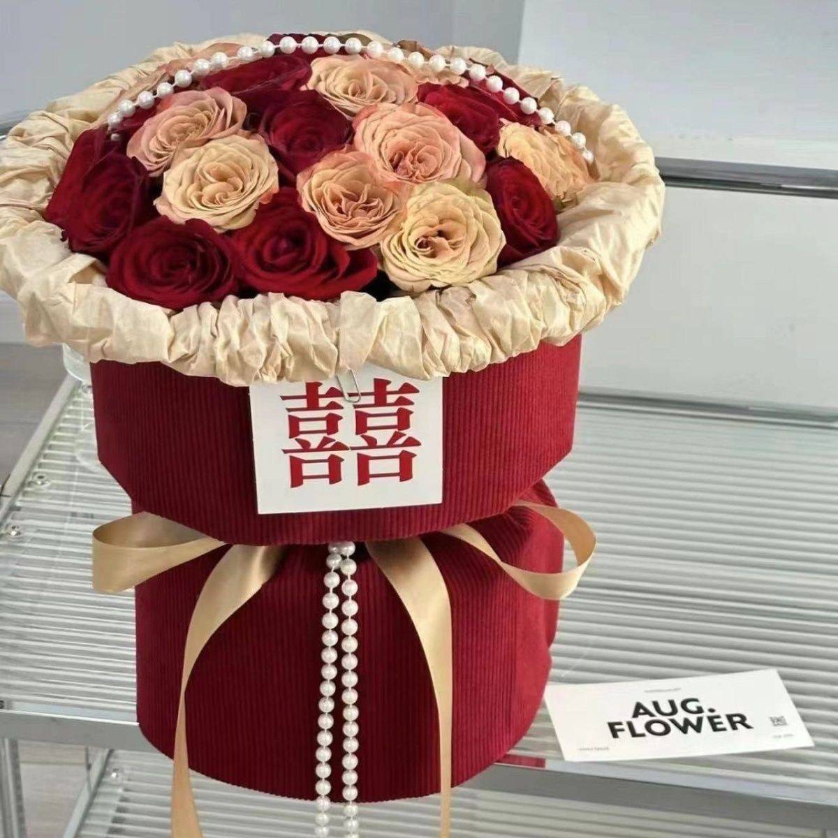 订婚结婚布料绒布包装针织香风鲜花花布花束花艺包装纸圆形新款