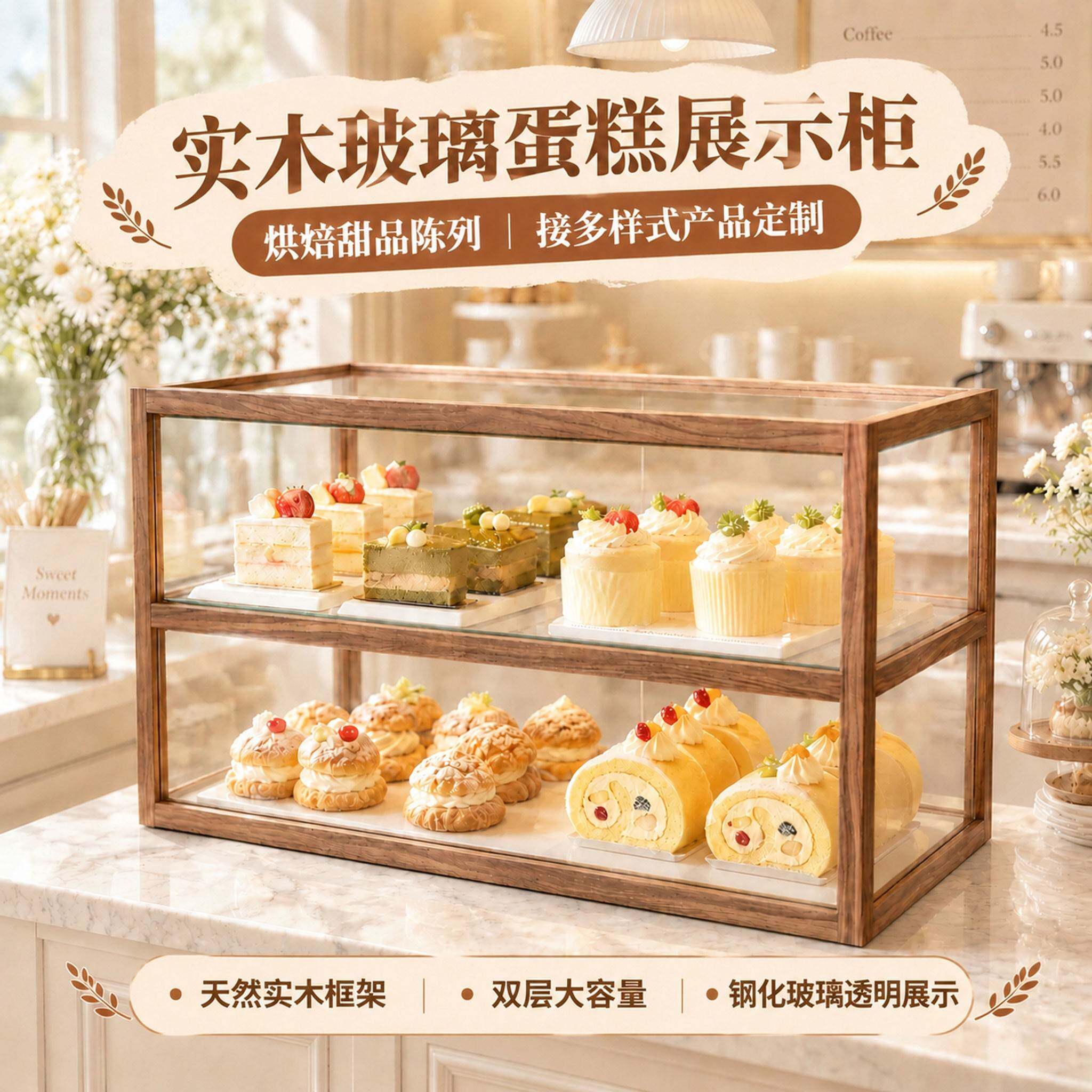商用烘焙展示柜面包蛋糕店专用陈列架高端玻璃柜台小众设计可定做