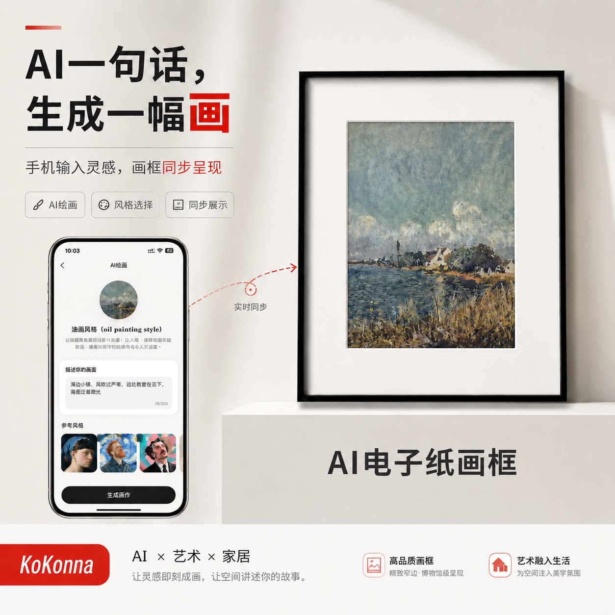 胡桃实木KoKonnaAI墨水屏电子相框商务伴手礼送领导长辈七夕礼物
