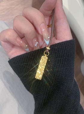 重生小元宝Paula碎碎冰四方来财实心小方砖吊坠毛衣女项炼Y030