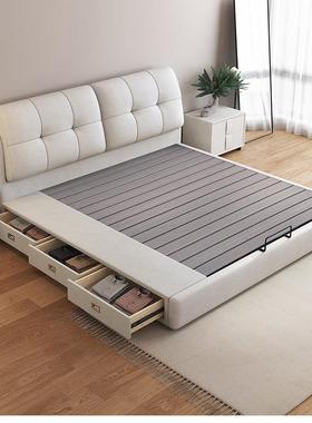 2025新款皮床主卧室现代简约高端大气1米8双人1米5实木储物大床