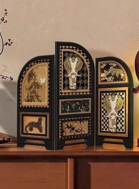 中古风小屏风桌面摆件客厅边柜电视柜创意家居装饰品中式玄关摆画