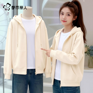 都市丽人白色卫衣外套女2026新款拉链开衫春秋女士超火减龄上衣A