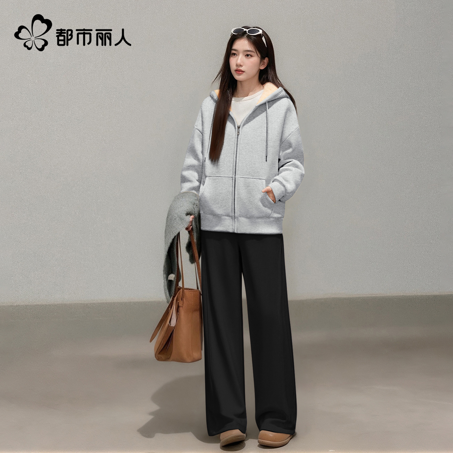 都市丽人加绒套装女羊羔绒厚外套