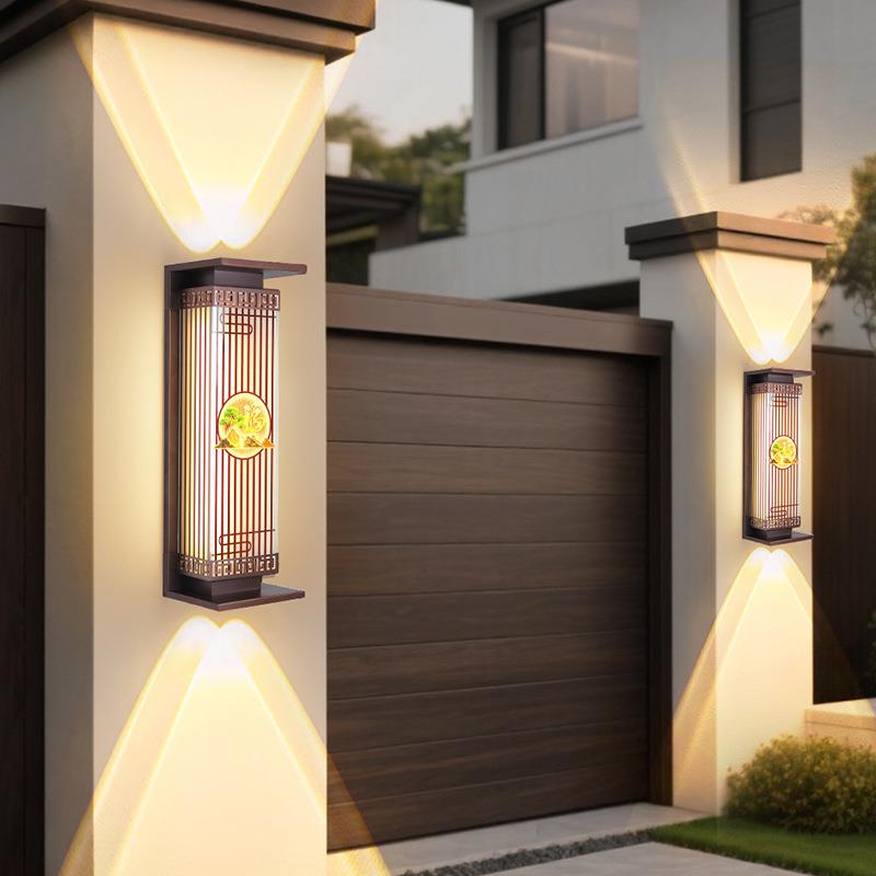 LED太阳能壁灯户外庭院灯别墅大门两侧柱灯室外阳台露台防水壁灯