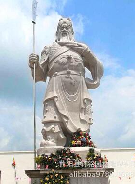 定制石雕关公像汉白玉文武财神爷厂家直供关二爷石材雕像寺庙供奉