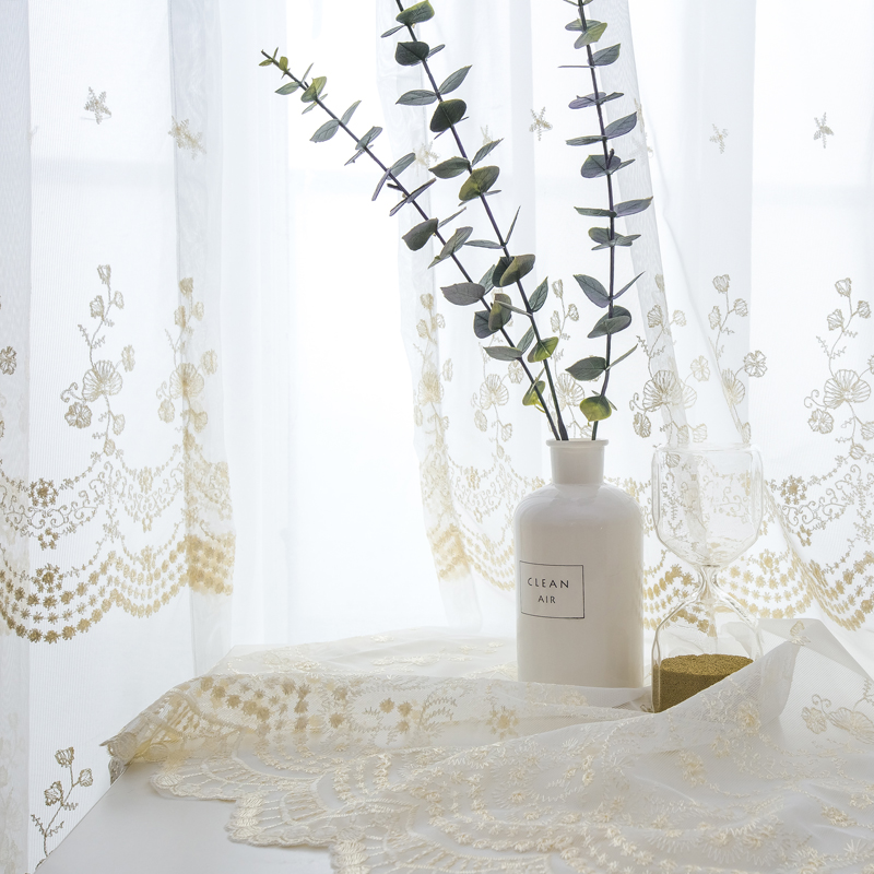韩式田园蕾丝窗纱阳台客厅白沙窗帘2021年新款定制白色小清新卧室