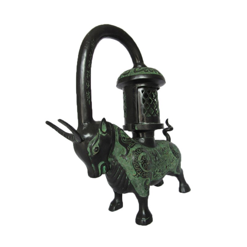 铜牛灯汉代长信宫灯 鸟灯 青铜器仿古工艺品古玩收藏家居摆件