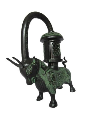 铜牛灯汉代长信宫灯 鸟灯 青铜器仿古工艺品古玩收藏家居摆件