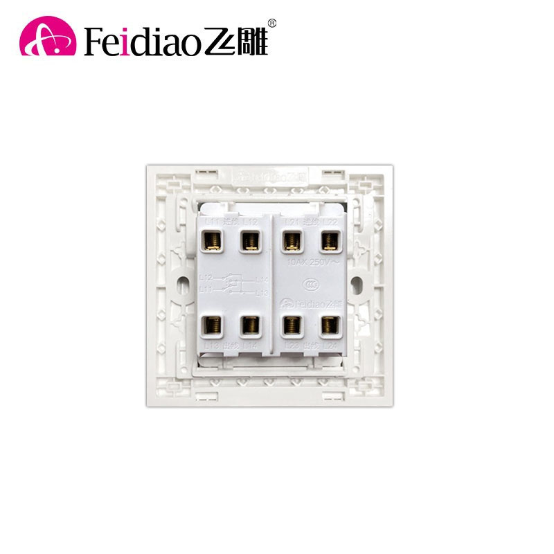 飞雕8型暗装二开多控中途开关2位两开多控三控开2开面板联