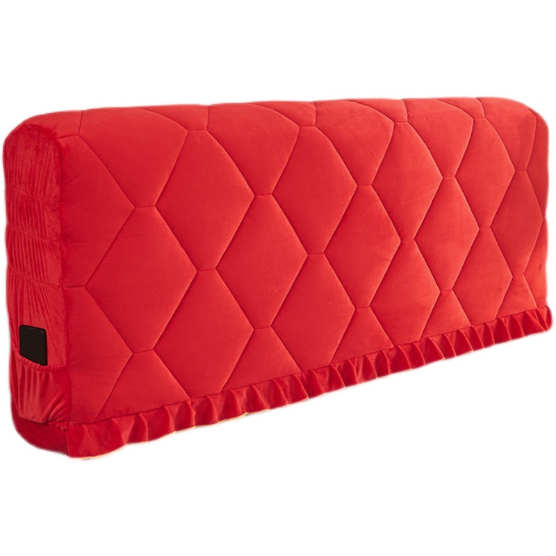 水晶绒全包加厚床头弹力软包靠背床头罩皮床弧形木床头防撞1.m