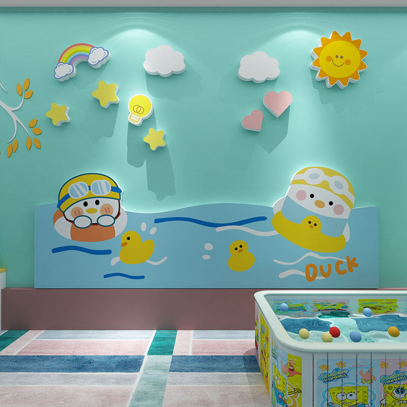 幼儿园环创题墙面装饰成品游泳馆护墙板布置材料纸加油小黄鸭,家居饰品,软装墙贴,淘宝优惠券,粉丝福利购,淘宝优惠卷