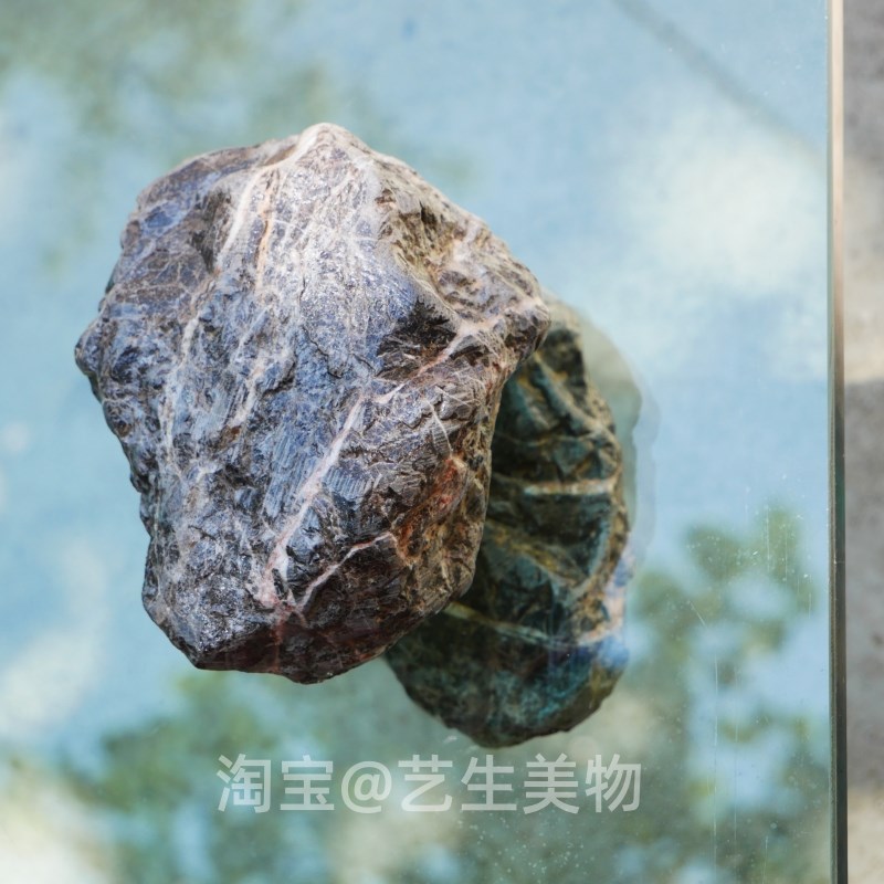 玻璃门15cm石头拉手单孔对装实木门大门把手不锈钢简约不规则定制