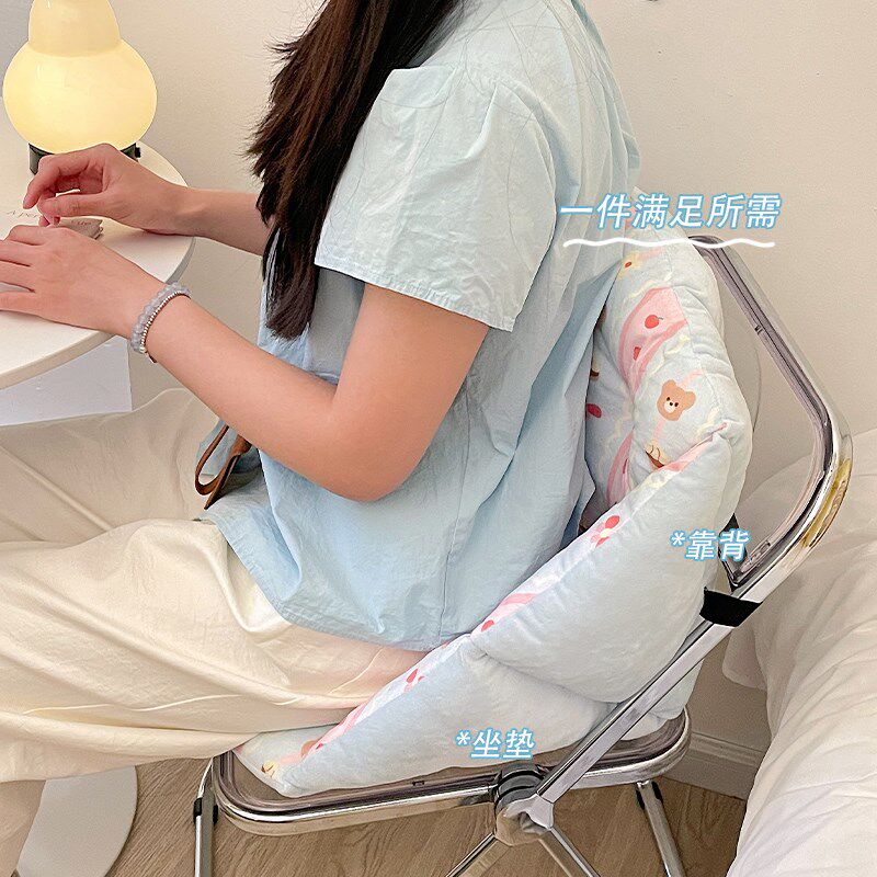 in碎花坐垫靠背一体学生宿舍椅子垫屁垫办公室久坐累护腰靠垫