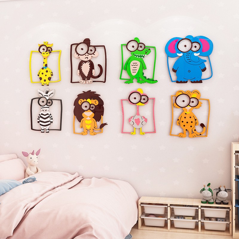 幼儿园卡通d立体墙贴男孩女生卧室床头墙面装饰儿童房间布置门贴