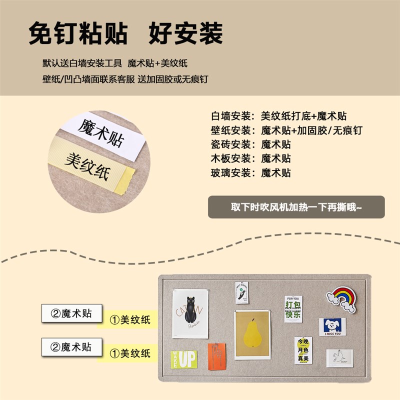 【上&海】毛毡地图照片墙旅行足记打卡装饰板背景贴免打孔软木板