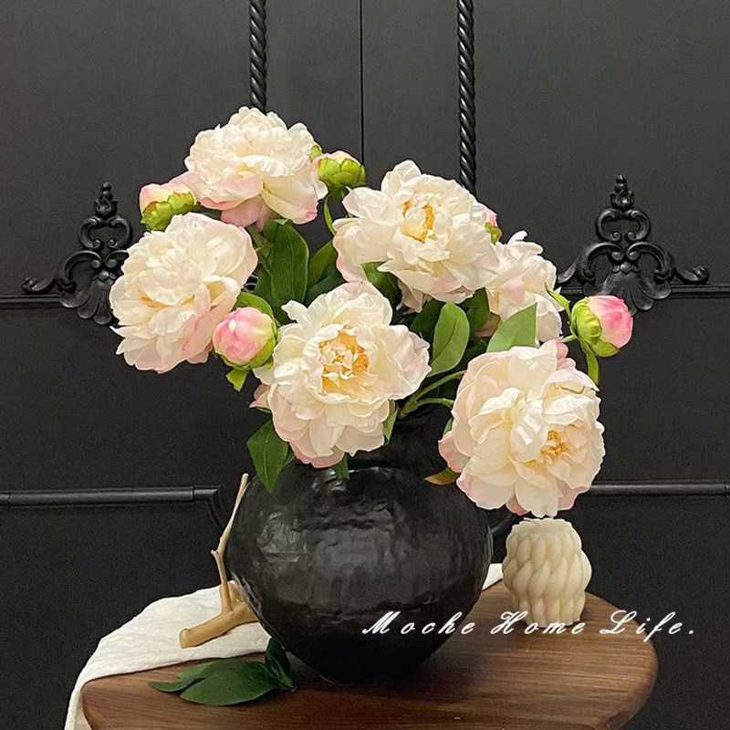 茉澈仿真芍药仿真花绢布材质法式复古田园风室内桌面搭配摄影道具