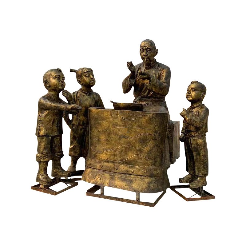 玻璃钢仿铜铸铜人物雕塑爷孙讲故事户外庭院公园绿地广场景观摆件