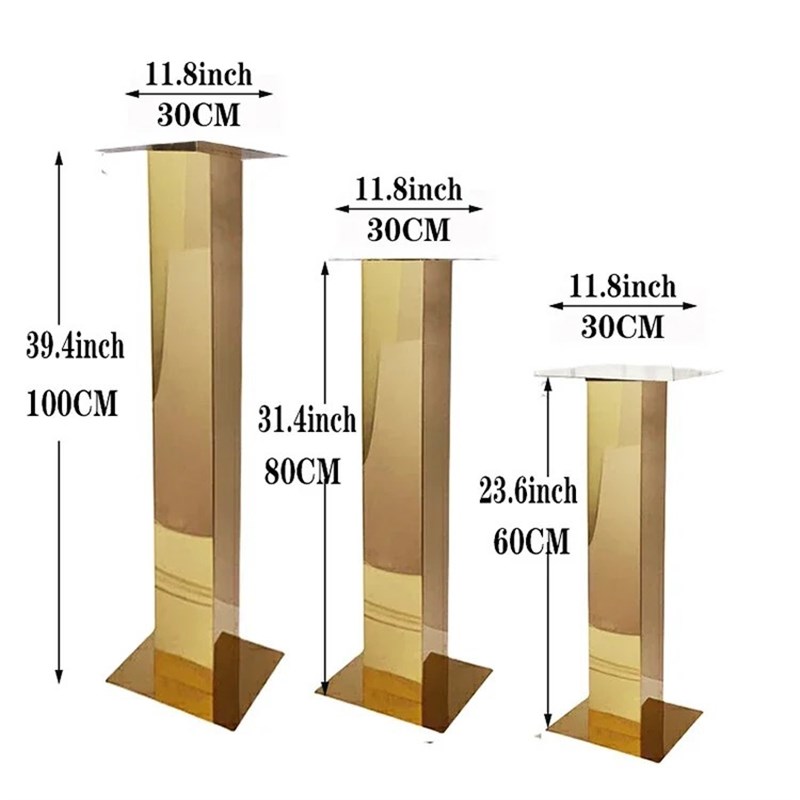新款婚庆道具路引婚礼堂婚礼酒店金色不锈钢餐桌花艺装饰摆件