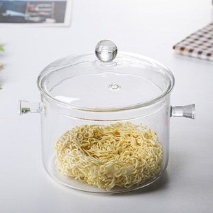 加厚大容量耐高温高鹏硅玻璃养生锅沙拉锅圆形煮面锅可蒸煮汤锅