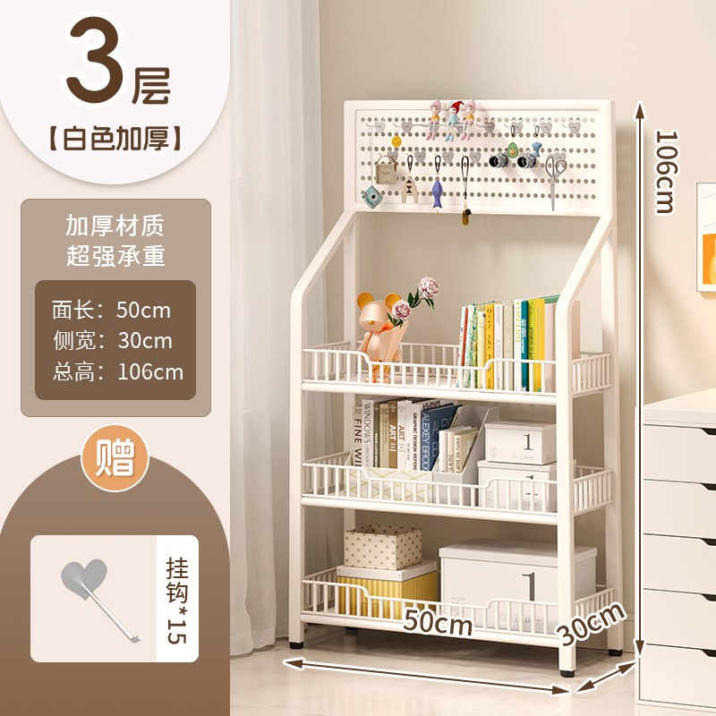 书架小推车置物架落地多层书桌旁带轮可移动简易儿童铁艺收纳架子