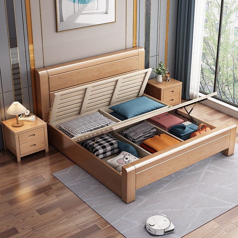 Tal加厚榉木实木床1.8米双人1米5单人床2米x2.2米大床主卧原木床